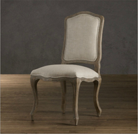 Chaise de salle à manger Rhoohill en bois massif de chêne blanc, style rétro américain, avec tissu en lin, chaise d'appoint vintage française