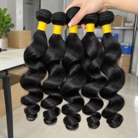 12A 15A Grade Rambut Manusia Virgin Brazil Loose Wave Tanpa Proses, Bundel Rambut Asli 100% Raw Soft Human Hair Extensions, Jahitan Mesin Double Weft