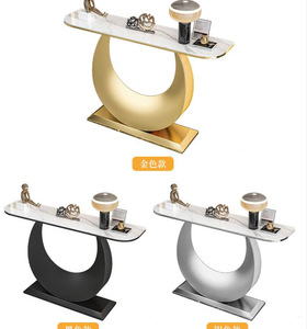 Mesa Consola de Lujo Dorada <span class=keywords><strong>para</strong></span> Sala de Estar, Diseño Nórdico Moderno, Mesa Consola de Acero Inoxidable <span class=keywords><strong>para</strong></span> Entrada - Product Image 3