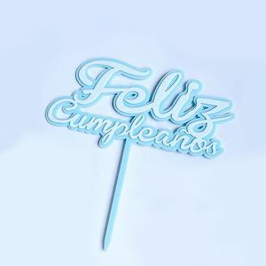 ท็อปเปอร์เค้กอะคริลิค รูปน้ำผึ้งและน้ำตาลหวาน  Feliz Cumpleaos  ตกแต่งเค้กวันเกิดหลากสี - Product Image 4