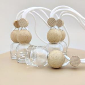 Temizle cam düzensiz şekil araba parfüm koku difüzör asılı hava spreyi <span class=keywords><strong>Mini</strong></span> 12ml şişe ile ahşap kapak - Product Image 3