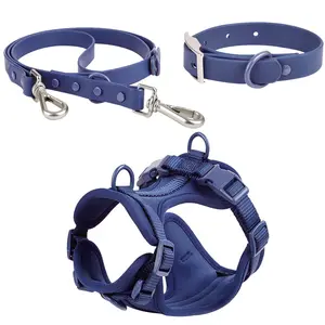Campione gratuito fattore di vendita caldo Logo personalizzato all'ingrosso Set di collare e guinzaglio per cani in PVC impermeabile da caccia morbido