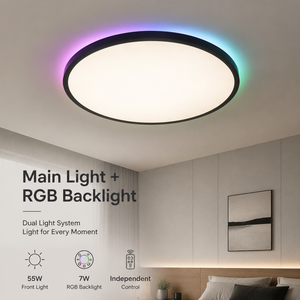 Plafonnier LED rond moderne avec télécommande, intensité variable, en acrylique, montage en surface, pour chambre et salon, 60 cm - Product Image 2