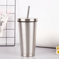 Taza de Acero Inoxidable Personalizada con Serigrafía, 16 oz, con Pajita, Aislamiento Térmico, Ecológica para Viajes - Marca Xuhui Lyjenny