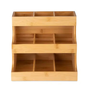 กล่องใส่ถุงชาไม้ไผ่ 9 ช่อง กล่องเก็บของแบบพกพาสำหรับกาแฟและชา - Product Image 1