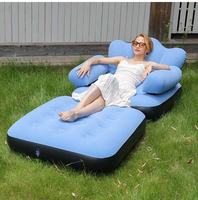 Canapé d'angle moderne une place 2-en-1 gonflable en PVC, ensemble de mobilier de chambre et chaise longue de salon