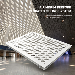 Panneau de plafond perforé en aluminium découpé au laser, revêtement décoratif de plafond suspendu pour grands espaces intérieurs - Product Image 1