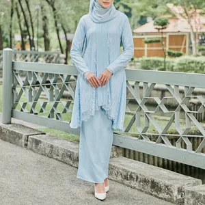 SIPO setelan Lengan ramping Muslim, Baju Kebaya Muslim renda baru musim gugur, setelan dua potong elegan