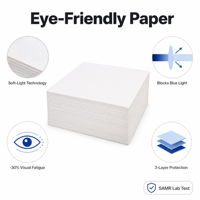 Papel de Protección Ocular para la Escuela, Color Crema, para Tareas Escolares, Filtro de Luz Azul, Bajo Reflejo, 80gsm, EN71, al por Mayor para el Aula