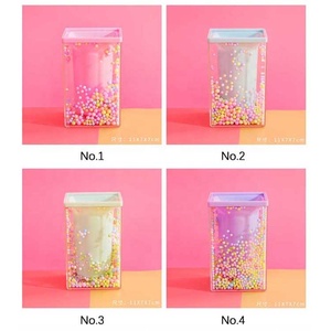 Portapenne Creativo Rotondo Quadrato Colorato Carino in Plastica Acrilica Trasparente <span class=keywords><strong>Rosa</strong></span> - Product Image 5
