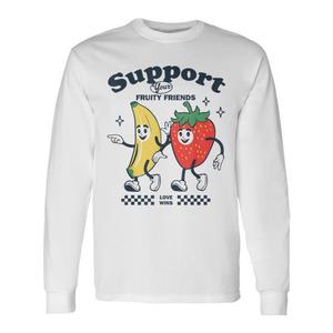 Maglietta a Maniche Lunghe 'Supporta i Tuoi Amici Fruttati' Design 'Pride Love Wins' Unisex per Adulti con Stampa Digitale Promozionale - Product Image 1