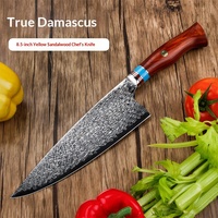 Couteau de chef Damas professionnel pour viande et légumes, hachoir de cuisine domestique, couteau de chef forgé à la main en bois de rose, lame de 12 pouces, coffret cadeau
