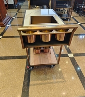 Chariot à vin mobile de luxe en or rose 2025, design moderne, chariot de bar à boissons avec bac à glace et tiroir pour la maison, la cuisine et la salle à manger