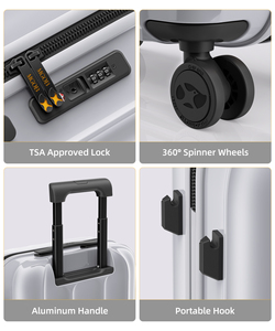 Prêt à expédier <span class=keywords><strong>valise</strong></span> cabine à la mode argent bagages à main ensembles TSA serrures Spinner <span class=keywords><strong>valise</strong></span> 20 pouces - Product Image 3