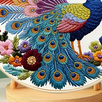 Kit de broderie au point de croix motif paon pour adultes, kit de broderie pour débutants, ensemble de broderie à la main, décoration de la maison, cadeau fait main