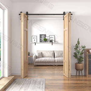 Herrajes para puertas corredizas plegables de acero al carbono de diseño moderno Kit de rieles para puertas corredizas de Granero plegables negras - Product Image 6