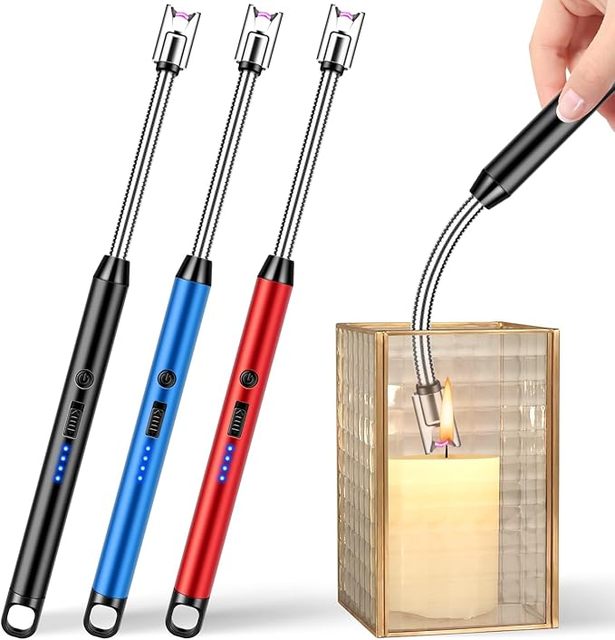 Electric Plasma Arc Metal Rechargeable USB Lighter with Long Reach Windproof Flameless for Kitchen Use