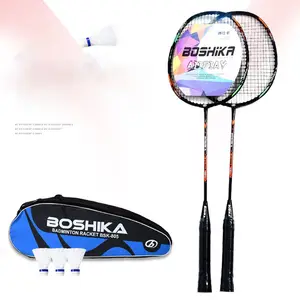 Boshika Set per adulti Ultra leggero doppio colpo cavo di rete in Nylon racchetta da Badminton in fibra di carbonio Set racchetta da Badminton