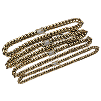 Collier à chaîne cubaine en acier inoxydable pour homme, bijoux avec fermeture en Zircon glacé, 8mm, 10mm, 12mm, 14mm