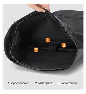 15.6" Unisex Waterproof PU Laptop <b>Backpack</b> Polyester Zipper Closure Large Capacity Eco-Friendly Arcuate Shoulder <b>Strap</b> Outdoor - Product Image 6