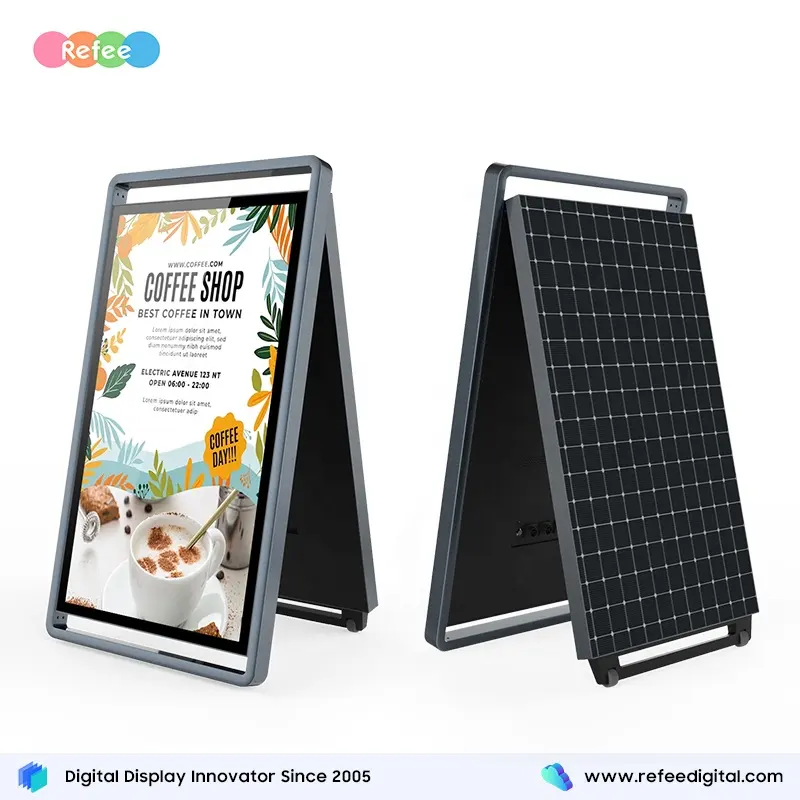 निविड़ अंधकार IP65 विज्ञापन एलसीडी रंग स्क्रीन सौर डिजिटल Signage प्रदर्शन रिचार्जेबल बैटरी आउटडोर डिजिटल बोर्ड