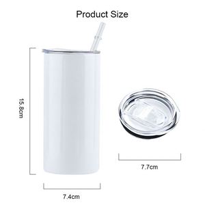 Tazas de sublimación de doble pared de 15 oz con aislamiento, de acero inoxidable, con pajita y tapas, desde almacén de EE. UU. - Product Image 4
