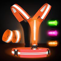Gilet de course lumineux rechargeable par USB, équipement de sécurité haute visibilité avec bandes réfléchissantes à 360 degrés, taille et épaules réglables