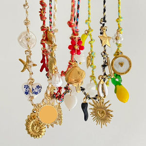 Collana da donna estiva con ciondolo a forma di stella marina, conchiglia e occhio di diavolo, in acciaio inossidabile placcato oro 18K, anti-ossidazione, con perle, alla moda - Product Image 1