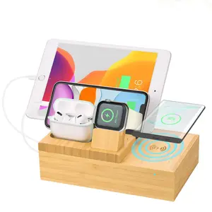 New (2020) Bamboo Wireless Charging Station for Airpods /iPhones/iPads/Apple watch series 5/4/3/2/1