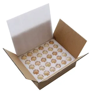 Caixa de papelão ondulado para ovos kraft, caixa rígida 100% reciclada de 5 camadas, caixa para envio de ovos com inserção