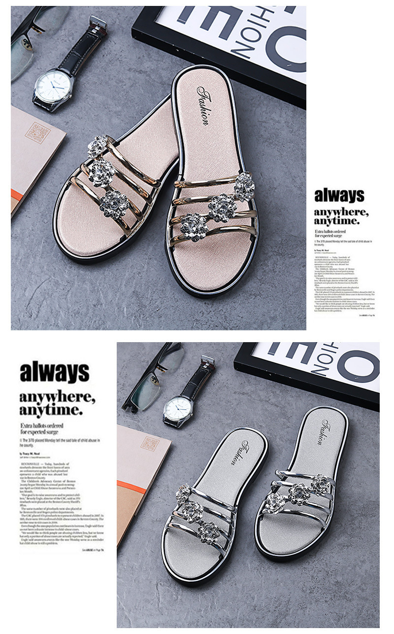 Summer Ladies Slippers Fashion Flower Beach Shoes Sandals Flat Casual Slides Sandals