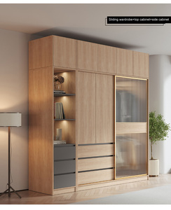 <span class=keywords><strong>Armadio</strong></span> Guardaroba in Legno Personalizzato dal Design Moderno con Ante Scorrevoli in Vetro Temperato e Mobile Laterale per Camera da Letto - Product Image 5