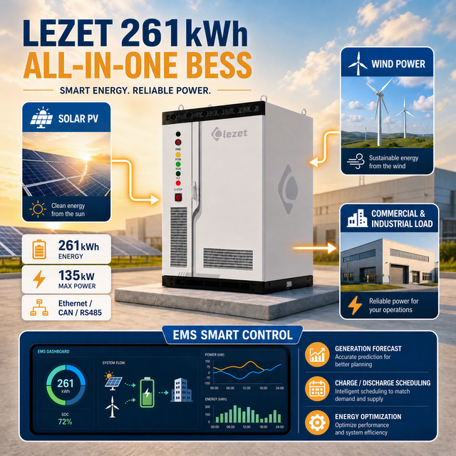 Modular 261kWh Scalable Commercial Energy Storage System Plug-and-Play Parallel Connection 135kW Power Cabinet