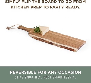 <span class=keywords><strong>Planche</strong></span> à charcuterie en <span class=keywords><strong>acacia</strong></span> avec bord en bois <span class=keywords><strong>brut</strong></span>, <span class=keywords><strong>planche</strong></span> à découper en bois avec poignée, plateau de service polyvalent - Product Image 5