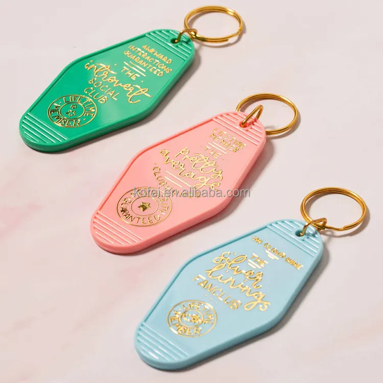 Custom Embossed Vintage Custom Brand Antique Plastic Retro Motel Room Key Ring Tag Enamel Hotel Keychain