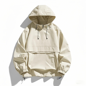 Customized Large Pockets Four One Zipper Hood and Hem with Elastic <strong>Cord</strong> Waterproof <strong>Men's</strong> <strong>Jacket</strong> - Product Image 2