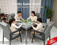 Table de mahjong automatique moderne et durable avec 4 chaises, ensemble de table de jeu électrique en plastique et métal pour la famille et les amis
