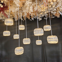 Lustre à 10 têtes en boules blanc laiteux RHD, guirlande lumineuse suspendue pour décorations de mariage et de fête