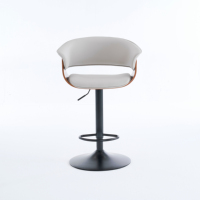 Tabouret de bar pivotant moderne européen nordique en PU avec pieds en métal noir pour la maison, le bureau et l'hôtel