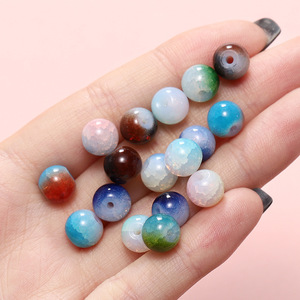 8Mm Crackled Glass <b>Beads</b> Round Loose <b>Beads</b> For Bracelet Making <b>Crystal</b> Lampwork Glass DIY Jewelry Making Material - Product Image 4