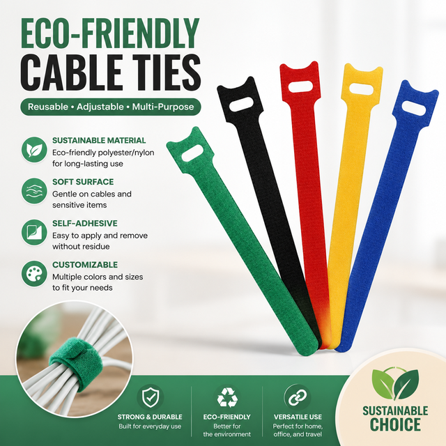 Home DIY Gardening Wire Management Self-Adhesive Tape POLYESTER / NYLON Soft es Sustainable Hook and Loop Cable Tie