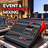 Console de mixage audio compacte LX-R 4/6/8/12 entrées avec égaliseur 3 bandes, lecteur USB et alimentation fantôme 48V pour église, podcast et DJ
