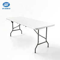 Comptoir pliant de 72 pouces avec structure en acier blanc pour banquets, fêtes et dîners – Prix de gros, installation rapide