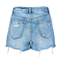 Shorts en jean taille haute déchirés pour femme, coupe délavée, extensibles, en denim, vente en gros pour l'été