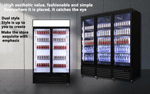 Réfrigérateur de présentation à double température à refroidissement direct à 3 portes avec portes en verre et 12 étagères / Réfrigérateur à boissons - Product Image 2