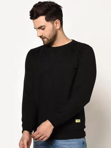 Camisetas de manga larga negras para hombre de alta calidad, cuello redondo, transpirables, económicas, 100% algodón. - Product Image 4