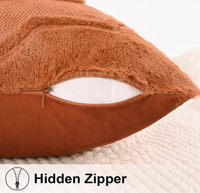 Housses de coussins d'automne beige orange citrouille |   Fausse fourrure jacquard, fermeture éclair invisible, doux pour la peau, lavable en machine