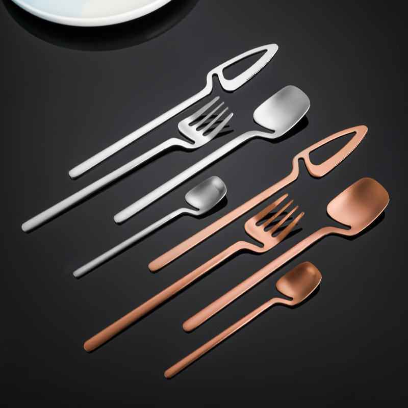 Modern Matt Gold Spoon Fork Knife Flatware Hanging Cutlery Tableware Stainless Steel Hanging Cutlery Set · image 4