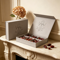 Boîtes rigides magnétiques personnalisées pour dattes Medjool et chocolats, avec séparateurs, pour emballages cadeaux de luxe et de confiseries, provenance durable