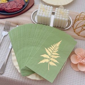 Gold Foil Leaf Print Paper Napkins 330mmx400mm Themed Party Disposable Napkins - Product Image 2